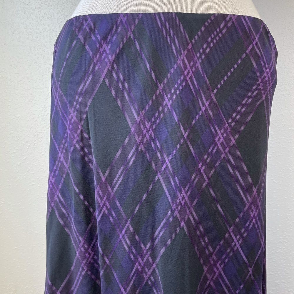 NWT Lauren Ralph Lauren Black & Purple Silk Skirt - Picture 2 of 8